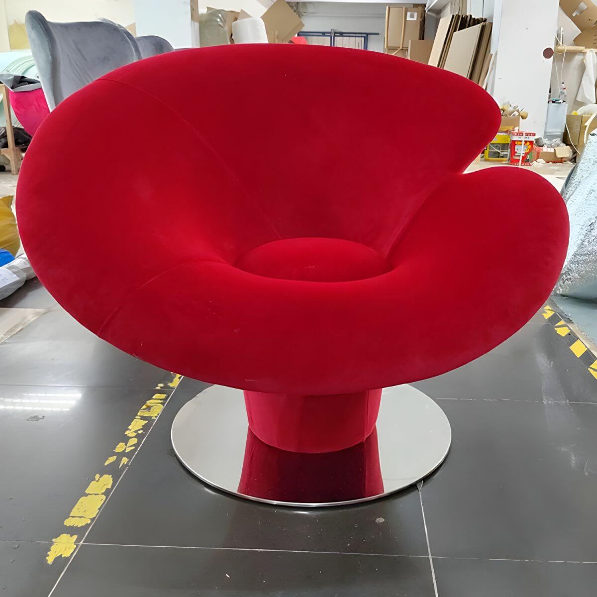 High-back modern papasan chair with linen blend upholstery and reclining feature