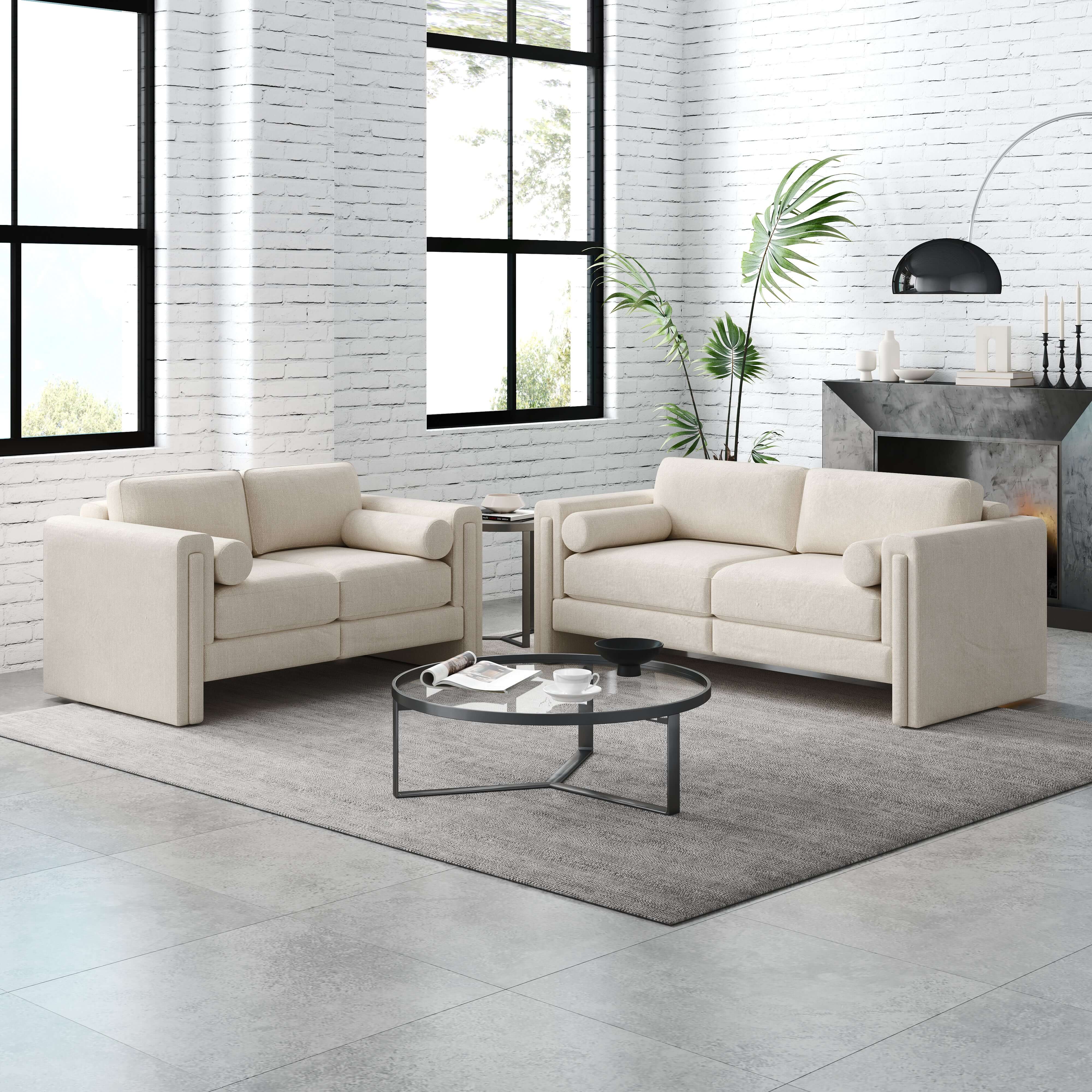Comfortable fabric loveseat sofa with upholstery, perfect two-seater for small living spaces