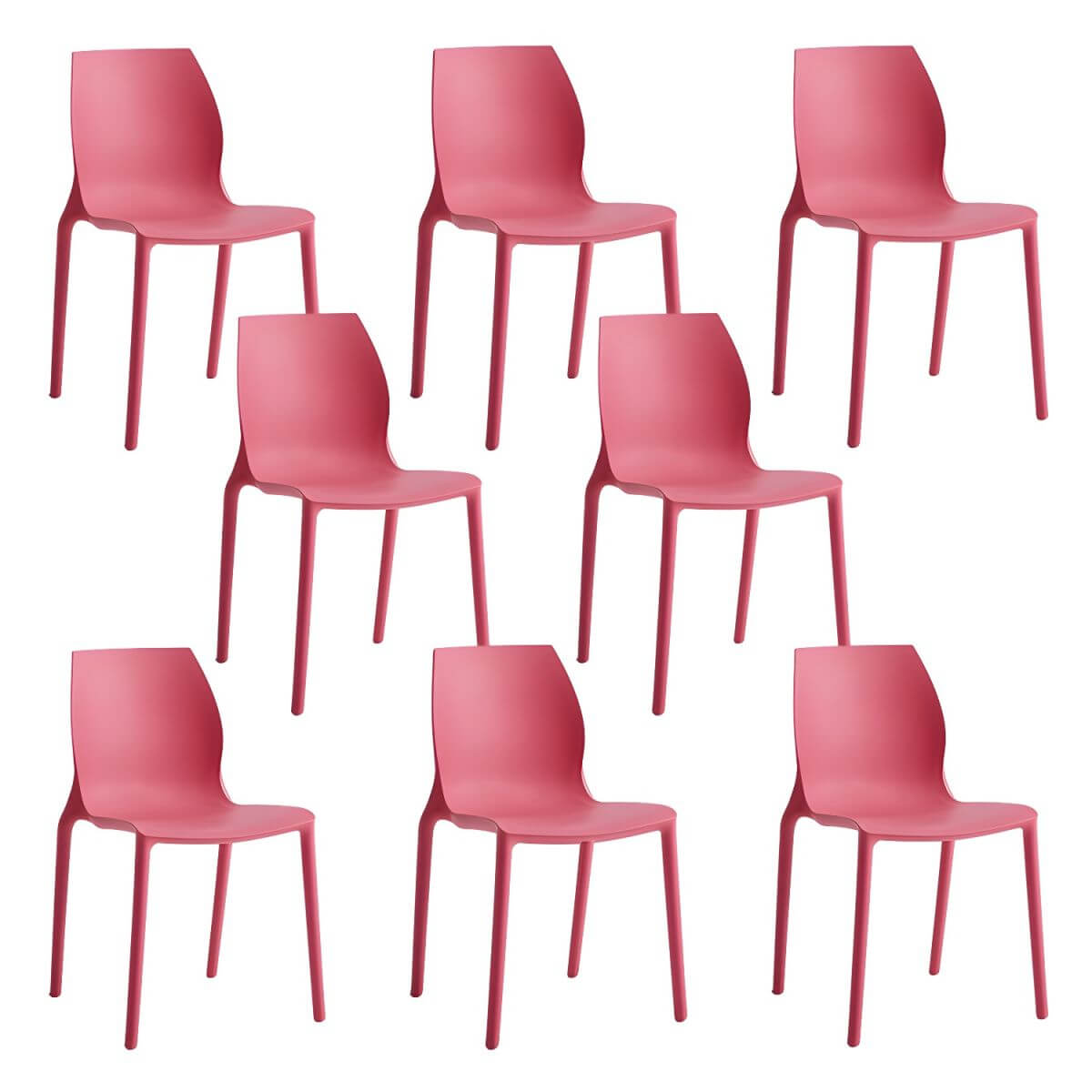 Stackable modern Scandinavian plastic and acrylic chair for kitchen and dining use