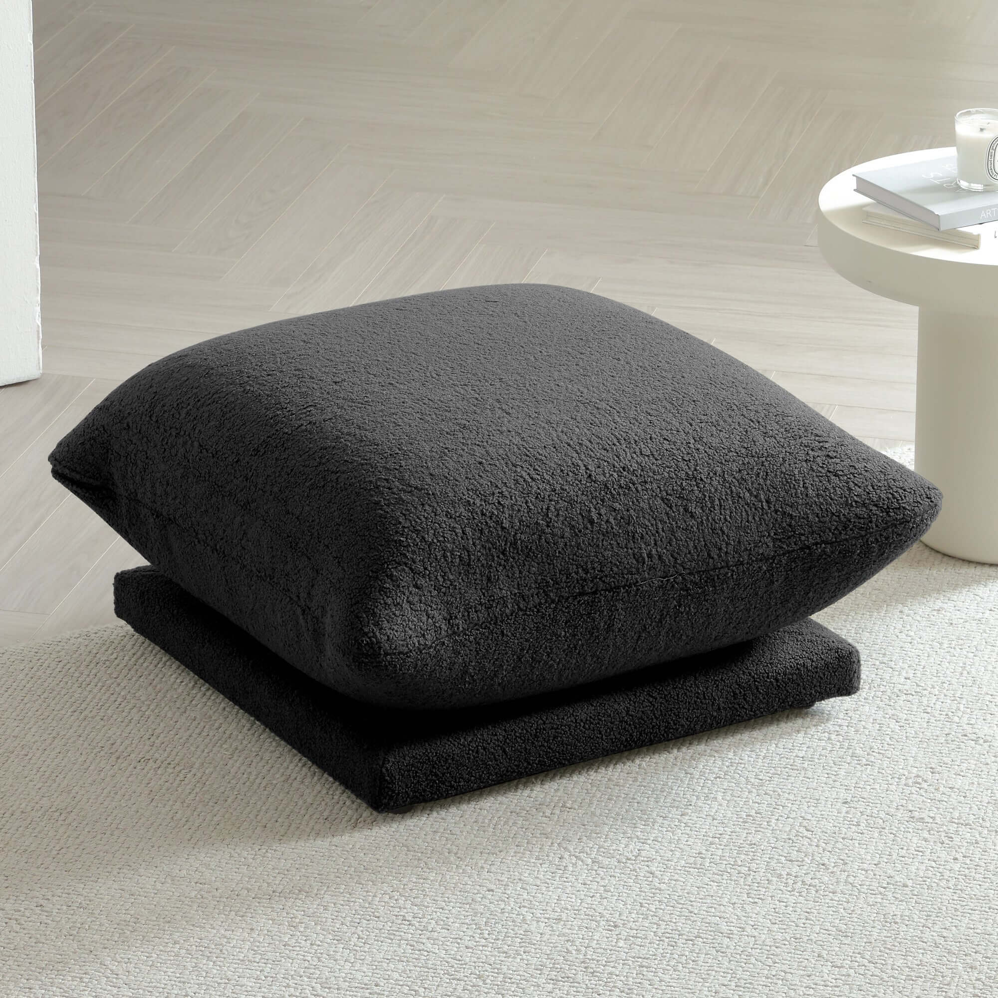 Oversized modern modular cloud sectional couch with lambswool fabric and chaise lounge