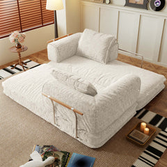 Freely Configurable Modular Futons Foldable Floor Couch Bed Sleeper Sofas with Corduroy Fabric