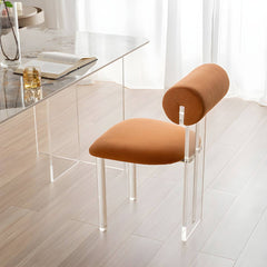 Contemporary Upholstered Dining Chair with Acrylic Frame for Kitchen Dining Chairs