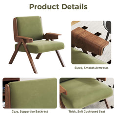Upholstered Velvet Leisure Chair with Armrest