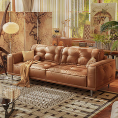 French Vintage Leather Sofa Luxurious Comfort