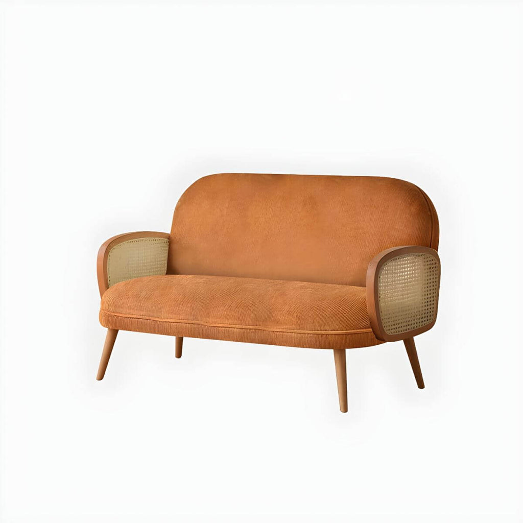 Contemporary wooden sofa with stain-resistant polyester upholstery for living room