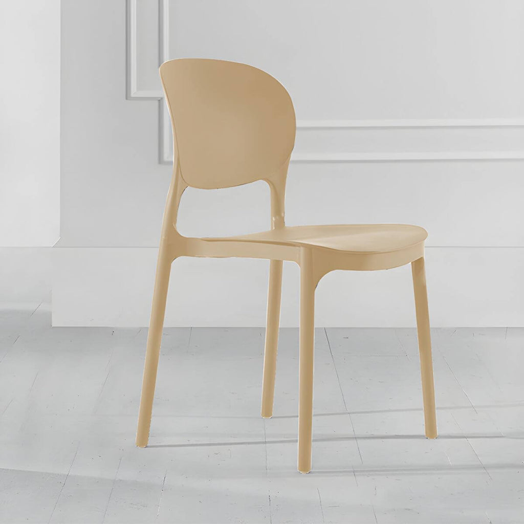 Stackable modern side chair with low back made of plastic and acrylic, perfect for contemporary dining