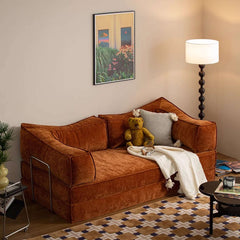 Corduroy Fabric 78.7" Compressed Sofa Bed Free DIY Couch with 3 Stainless Steel Frames