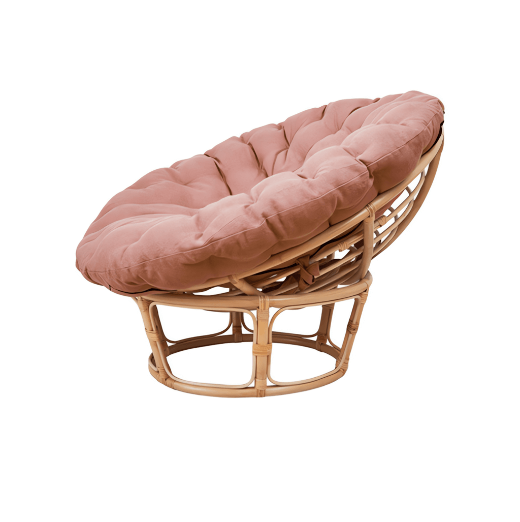 Cozy natural rattan papasan chair available in single or double size for comfortable lounging