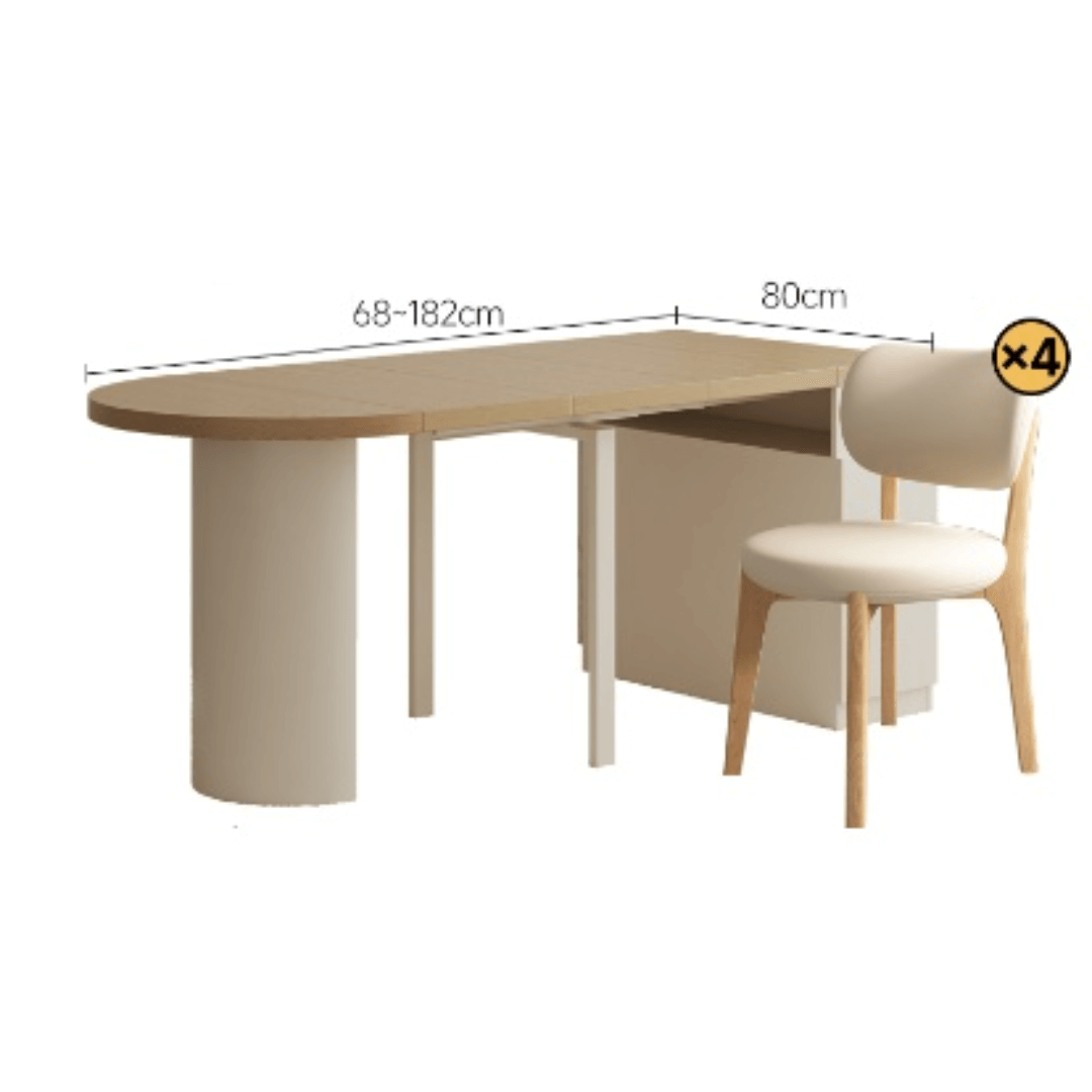 Expandable modern minimalist dining table and chair set perfect for small spaces