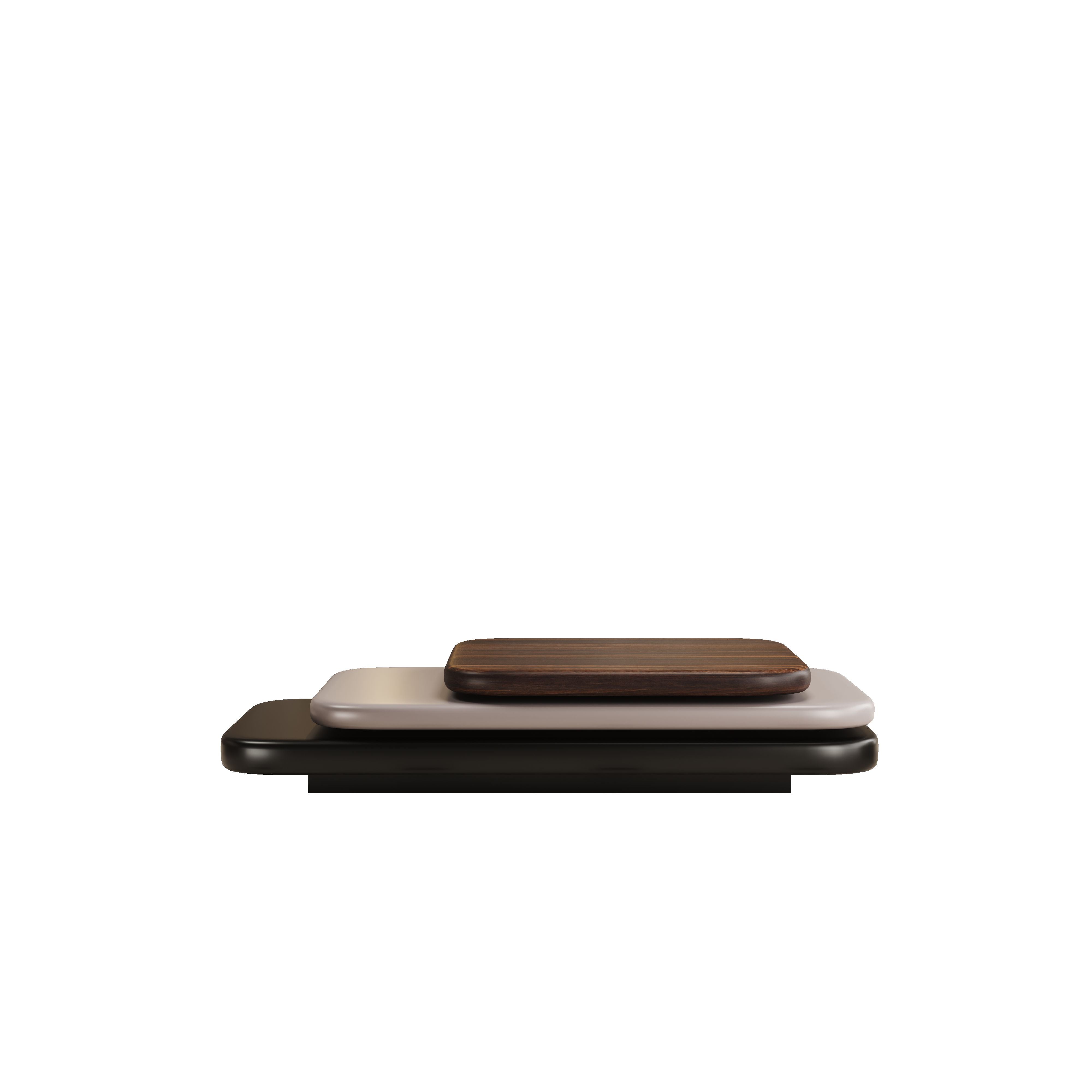 Rotating coffee table with modern minimalist design, perfect for creative living spaces