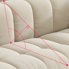 Modern Beige Upholstered Wood Sofa with Square Arms and Sewn Pillow Back Sofa
