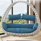 Cocoa metal 2-seater porch swing egg chair with stand, cushions, and wear-resistant design