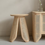 13-inch round rattan and ash wood side table with natural finish for indoor use main product image