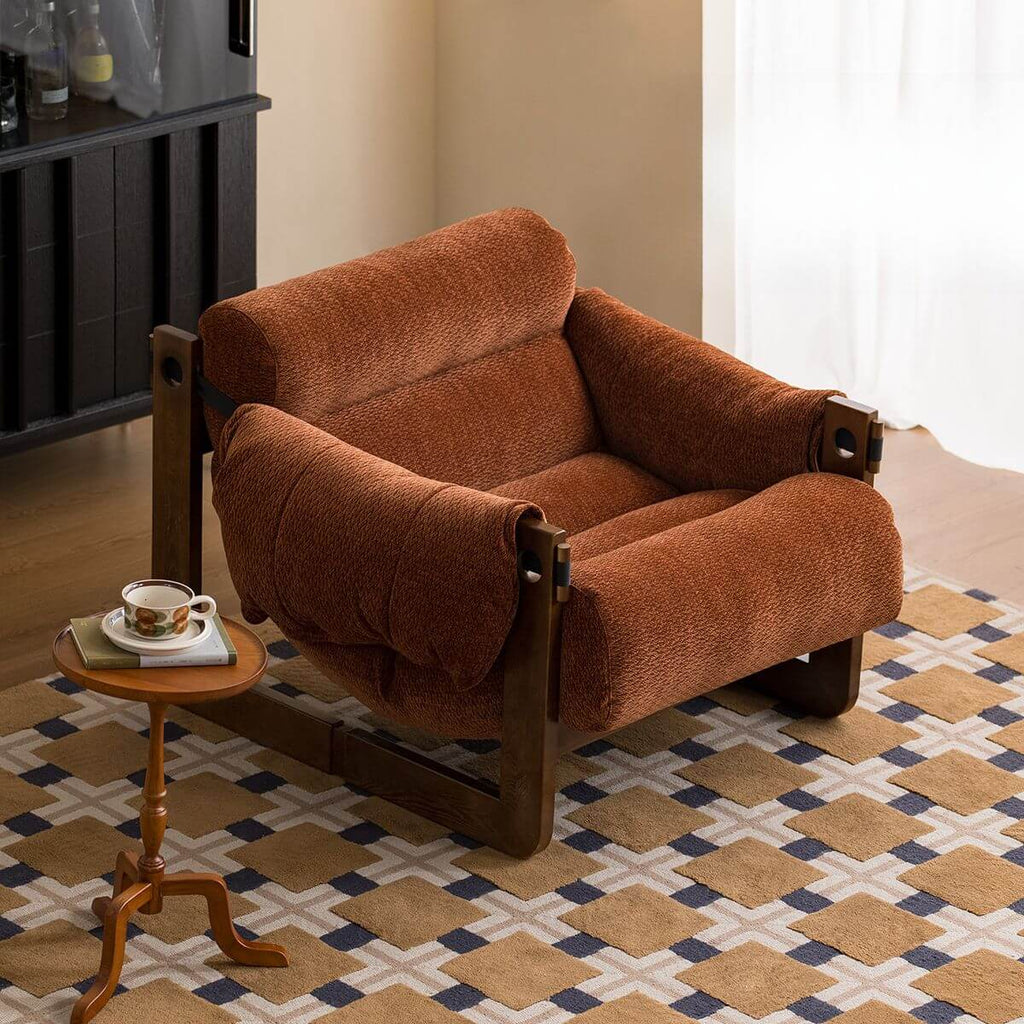 Accent arm chair with fixed back and armrest, available in solid color, striped, and floral patterns main product image