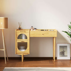 Wooden Makeup Vanity Practical Dressing Table with 1 Drawer & 1 Cabinet