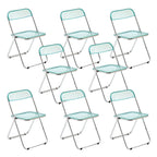 Scandinavian style dining chair with silver metal legs and plastic acrylic seat