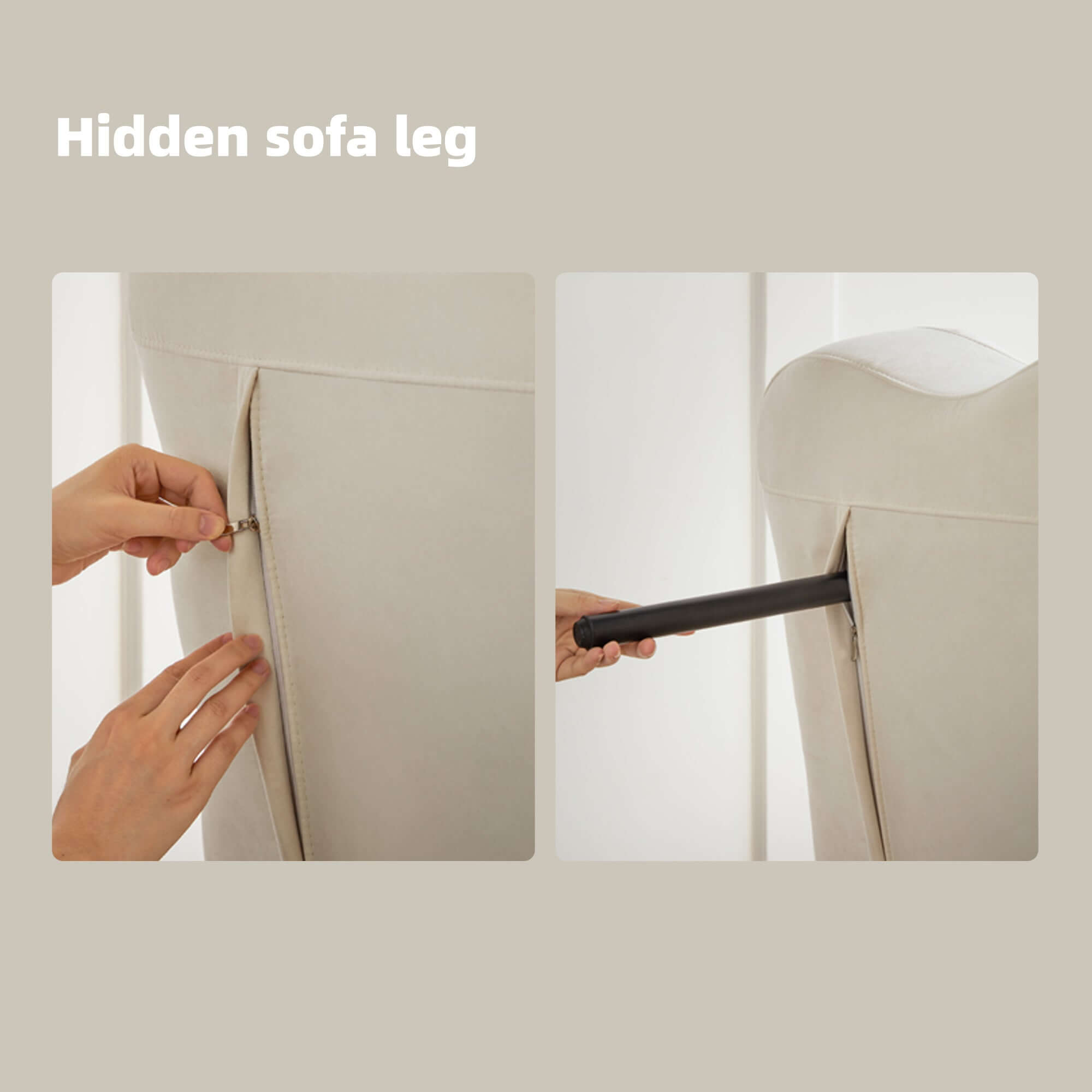 Beige modern convertible sleeper sofa bed with romantic design, perfect for small spaces