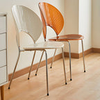 Scandinavian style stackable armless side chair made of plastic and acrylic for dining