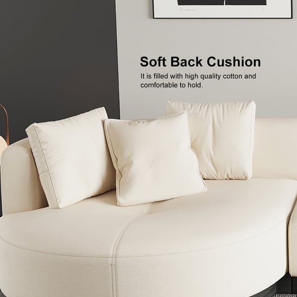 Beige modern L-shaped sectional sofa with pillows and black legs, perfect for corner seating