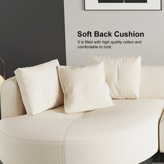 146.9'' LShaped Sectional Corner Modern Modular Sofa in Beige with Pillows & Black Legs