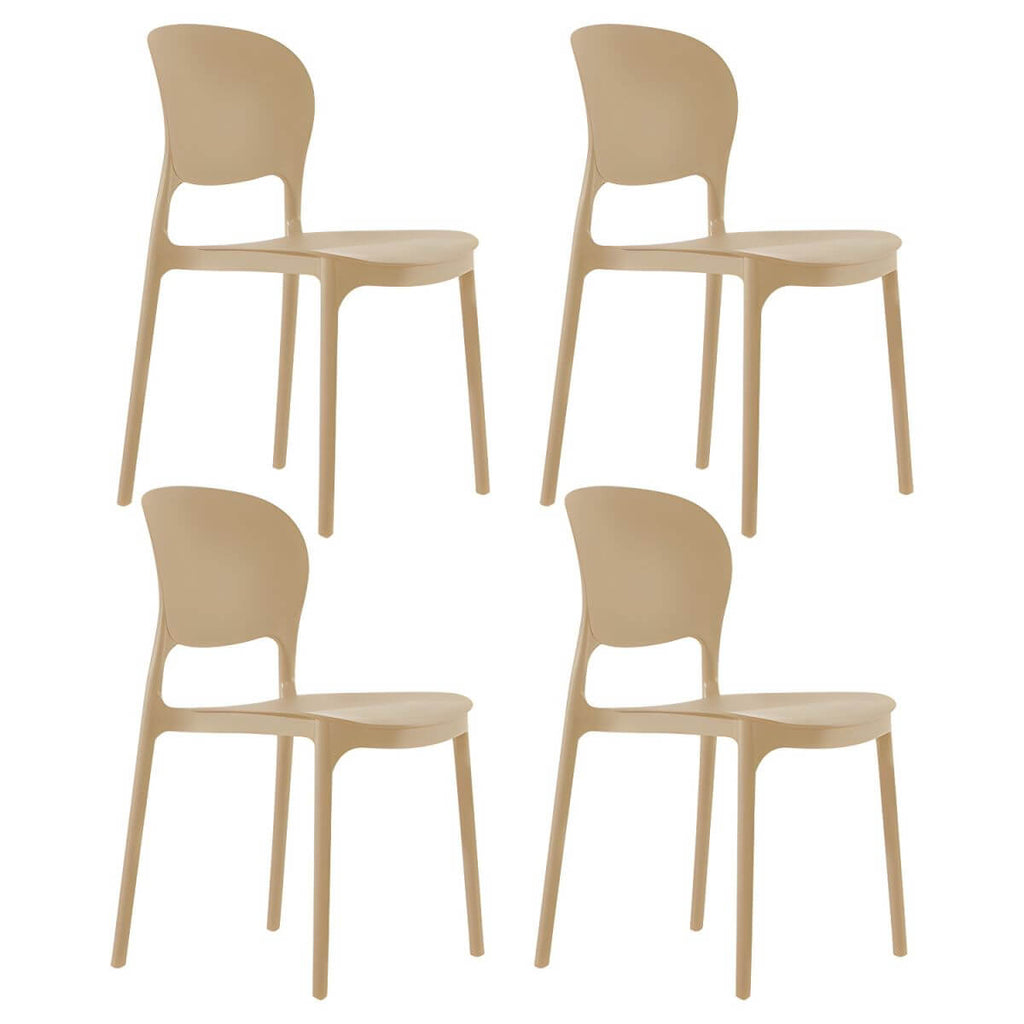 Stackable modern side chair with low back made of plastic and acrylic, perfect for contemporary dining