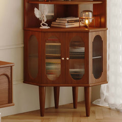 Retro Solid Wood Corner Shelf Space-Saving Bookcase for Small Living Spaces