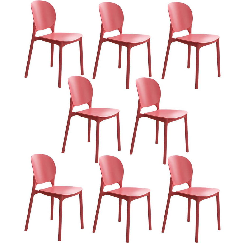 Stackable Scandinavian side chair with open back made of plastic and acrylic for dining