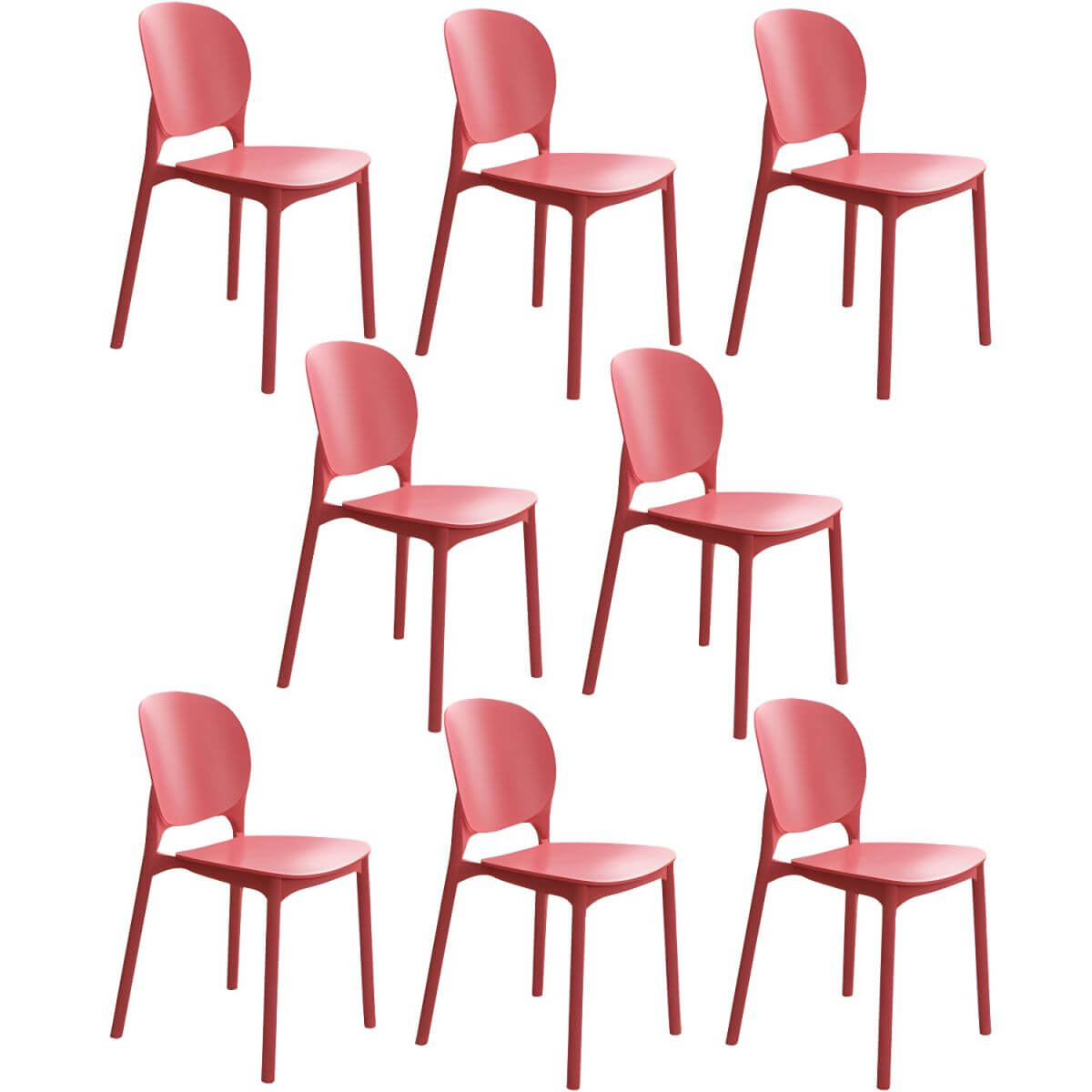 Stackable Scandinavian side chair with open back made of plastic and acrylic for dining