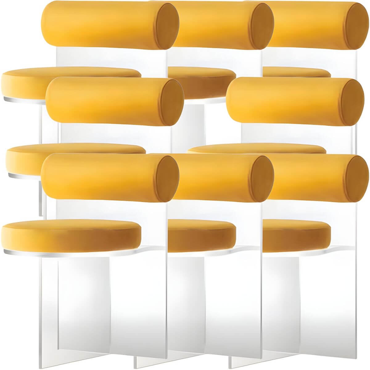 Acrylic contemporary dining chair with solid back, perfect for modern dining rooms