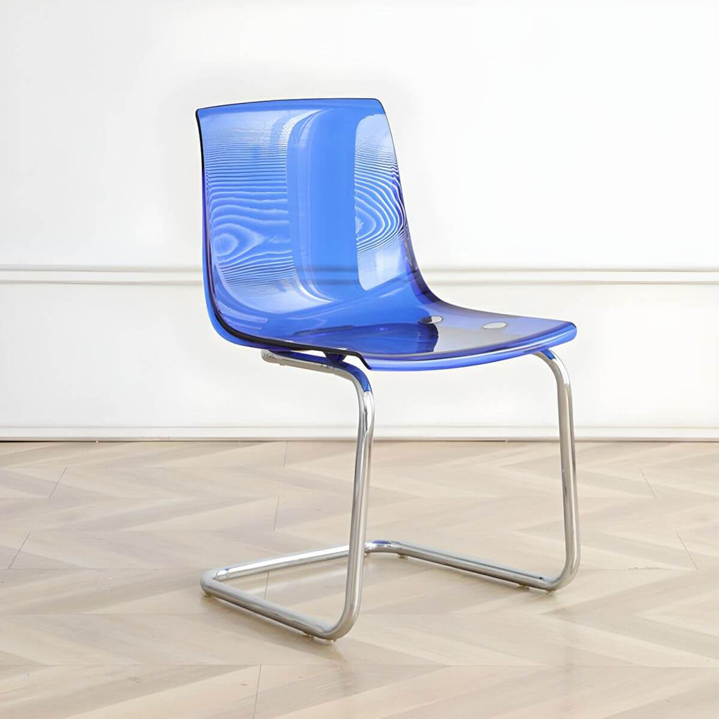 Scandinavian style plastic and acrylic non-upholstered side dining chair