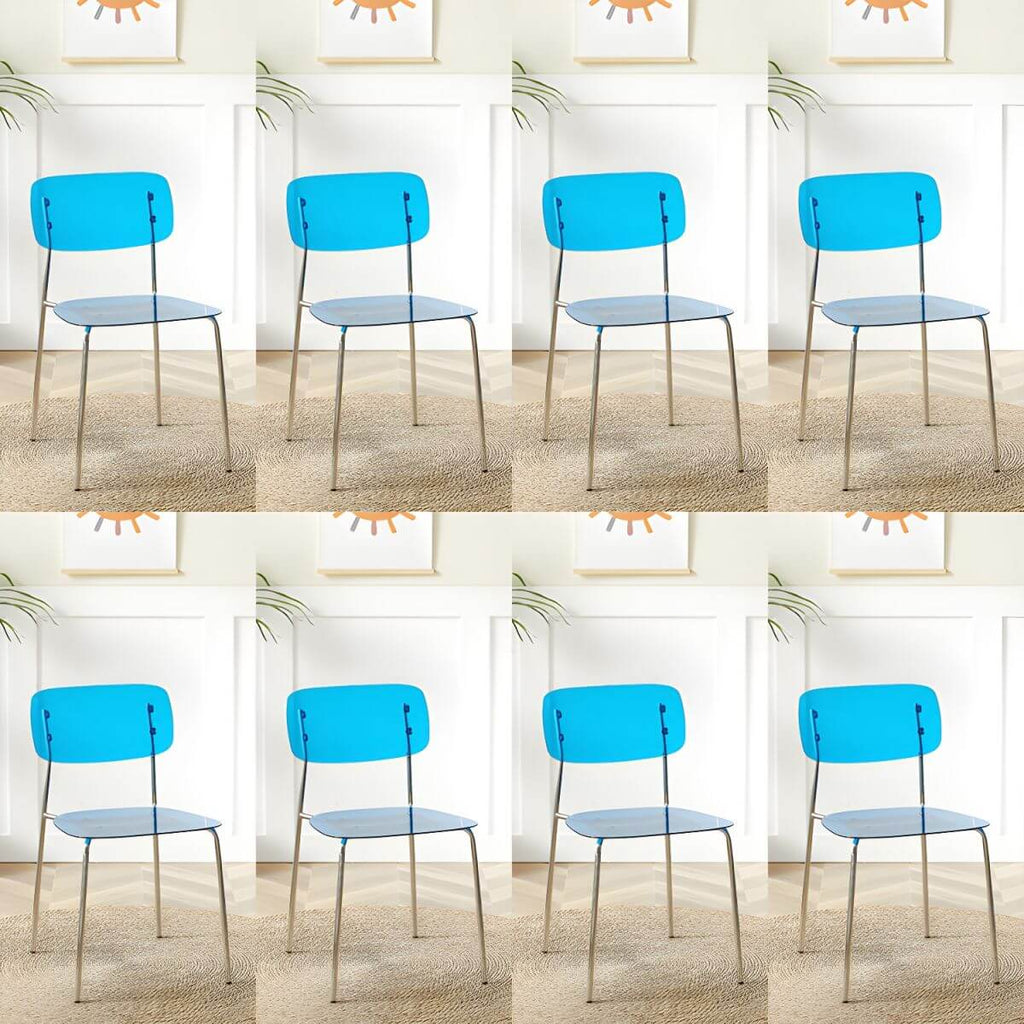 Transparent acrylic dining chair with modern design, perfect for living room and kitchen seating