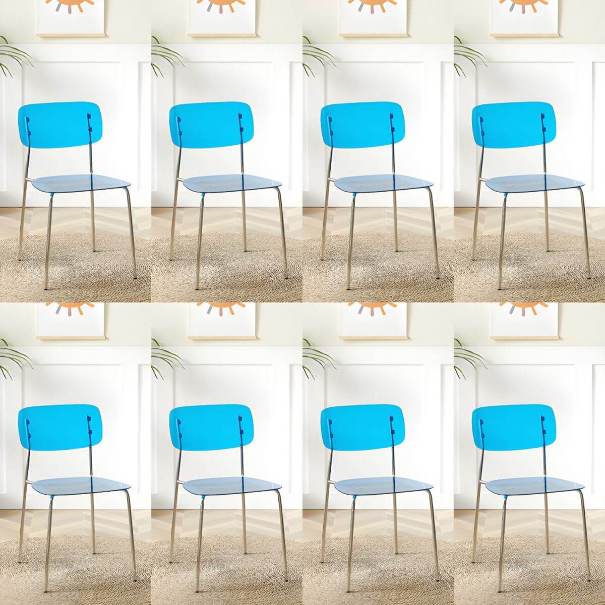 Transparent acrylic dining chair with modern design, perfect for living room and kitchen seating