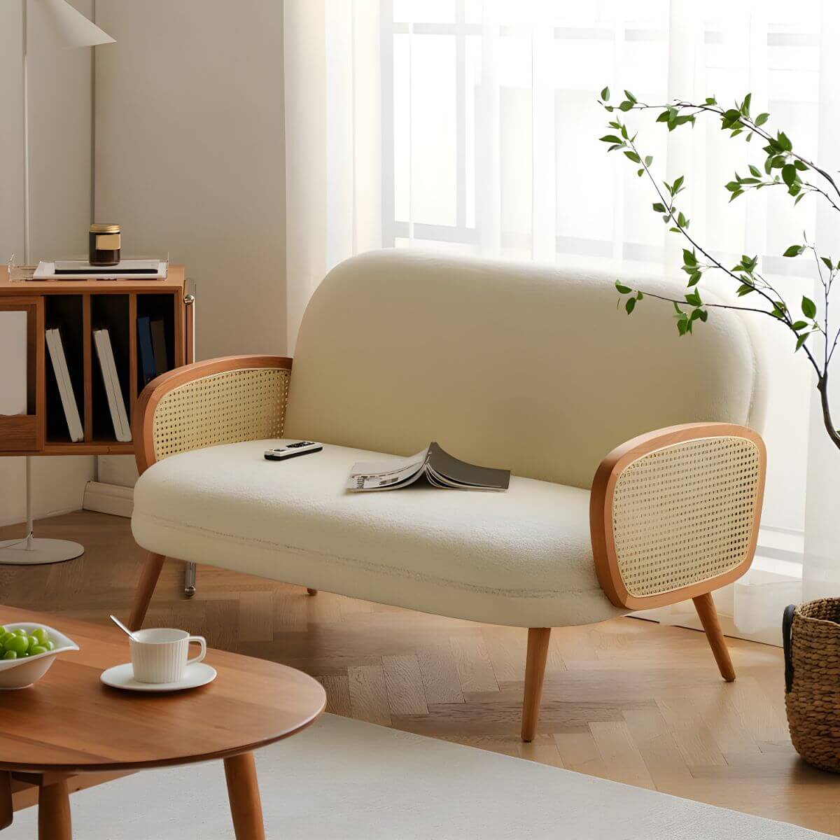 Moderner minimalistischer Einsitzer-Sofa mit fleckenresistenter Polsterung