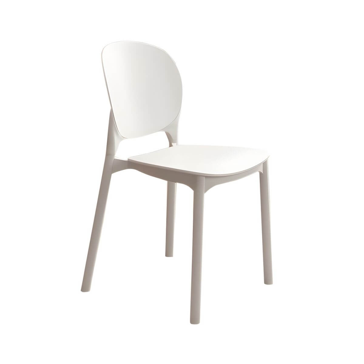 Stackable Scandinavian side chair with open back made of plastic and acrylic for dining