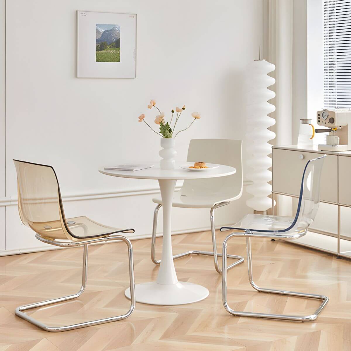 Scandinavian style plastic and acrylic non-upholstered side dining chair main product image