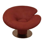 High-back modern papasan chair with linen blend upholstery and reclining feature