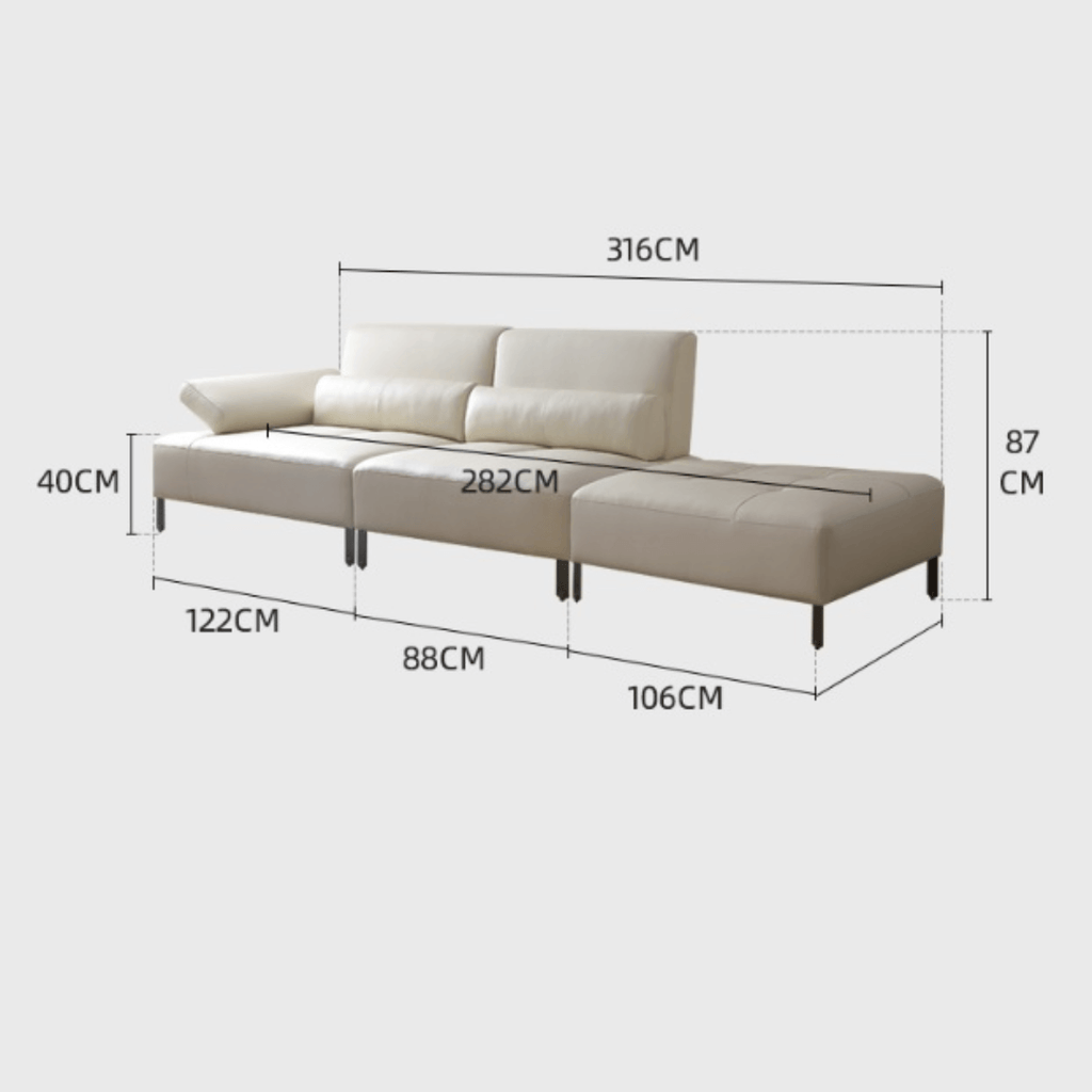 Cream white ergonomic sofa with transformable comfort and contemporary design