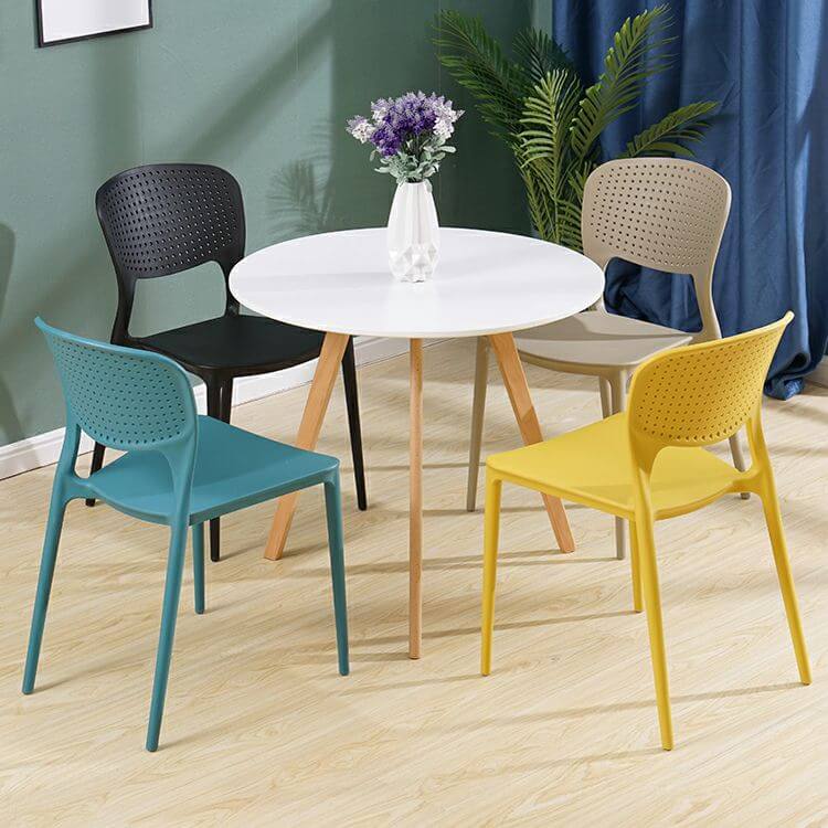 Stackable Scandinavian style plastic and acrylic side chair for dining room