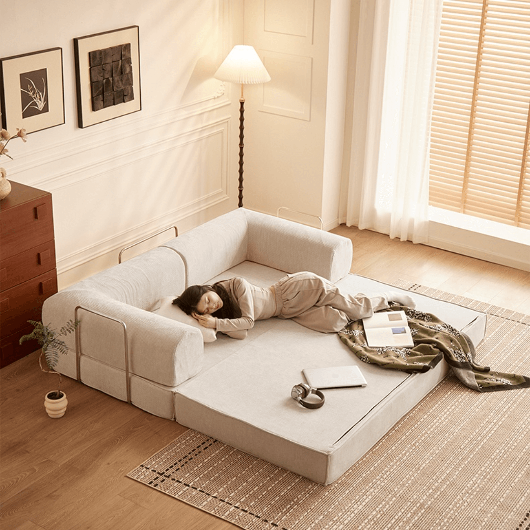 Elegant soft velvet 3-seater sofa bed with modern design and easy maintenance