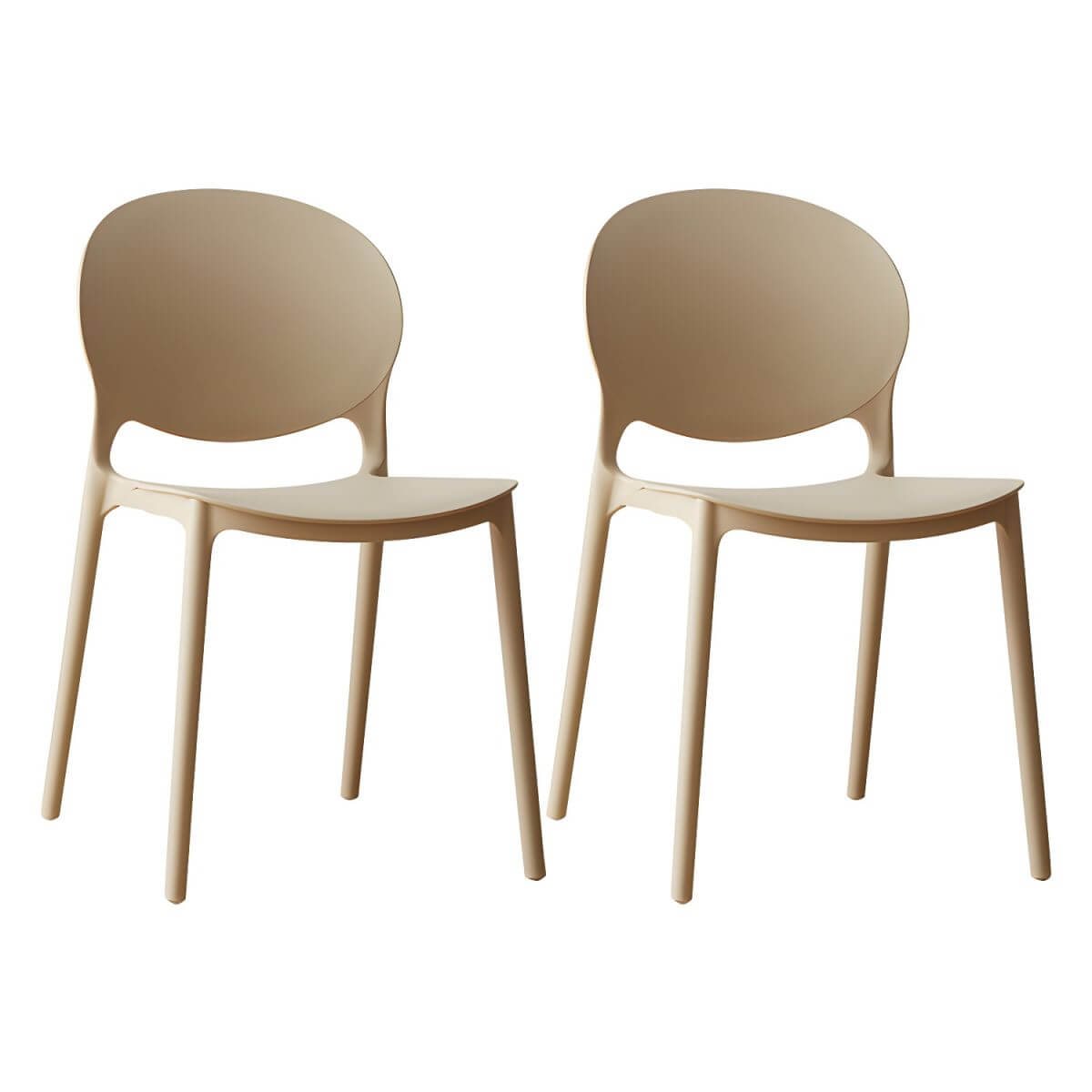 Scandinavian plastic dining chair with open back and four legs, ideal for home use