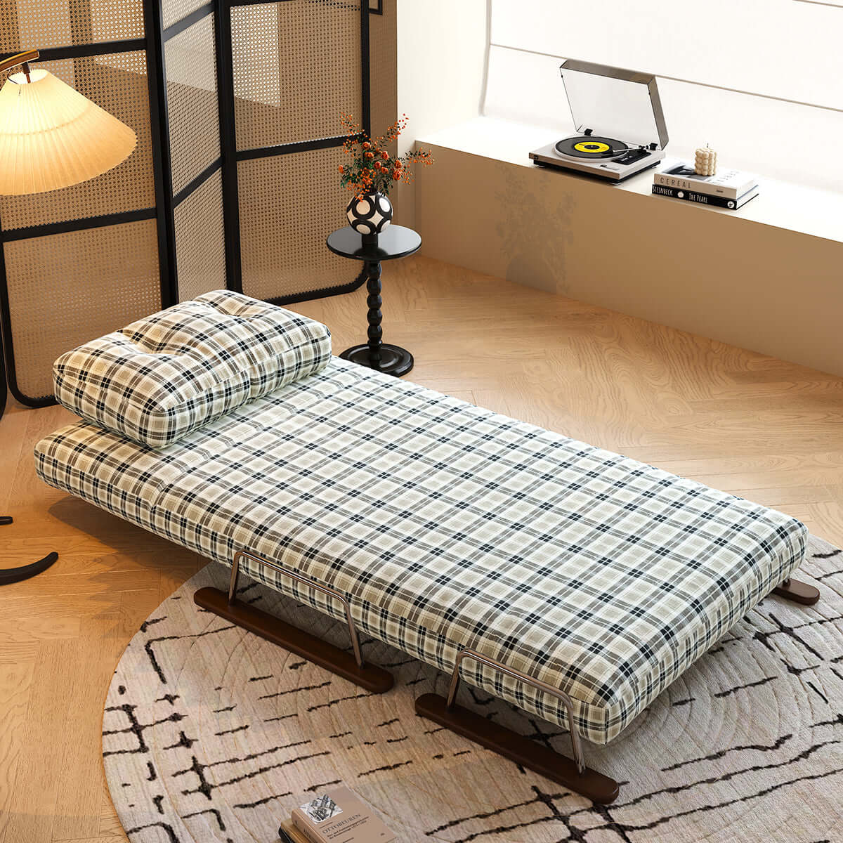 Cocochairs Checkered Sleeper Sofa – 4-in-1 Convertible Folding Chair Bed for Small Spaces