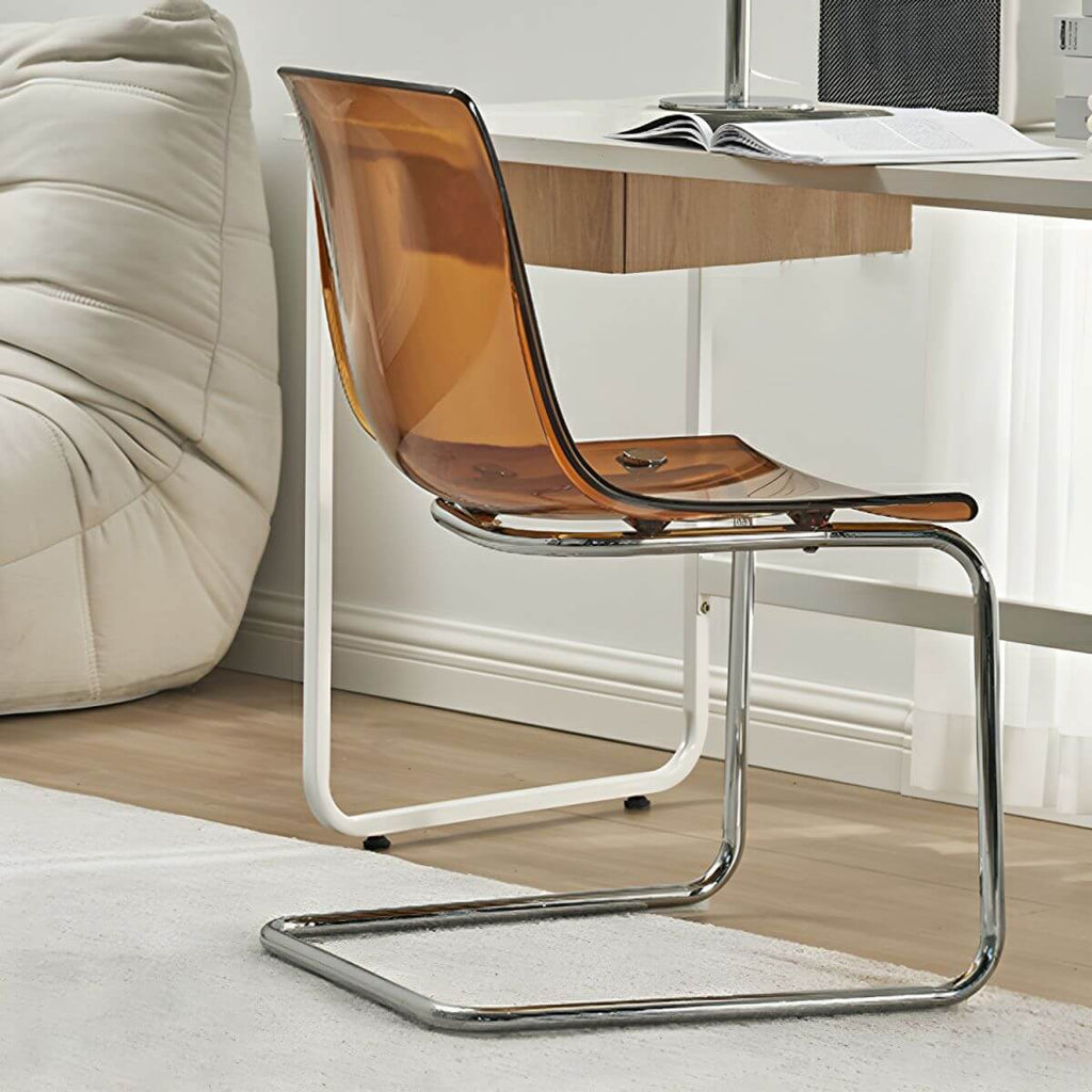 Scandinavian style low back side chair made of plastic and acrylic, ideal for kitchen and dining areas