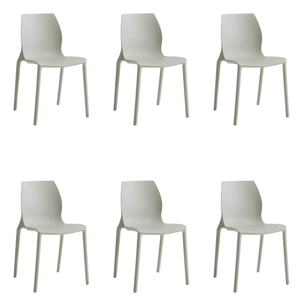 Stackable modern Scandinavian plastic and acrylic chair for kitchen and dining use