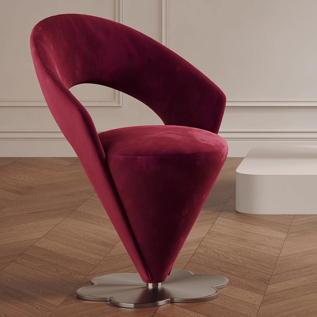 Pink and khaki Luxe Cone vanity stool with swivel feature for stylish seating