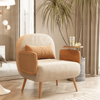 MidCentury modern single sofa bed with rattan, convertible folding daybed and lounge chair