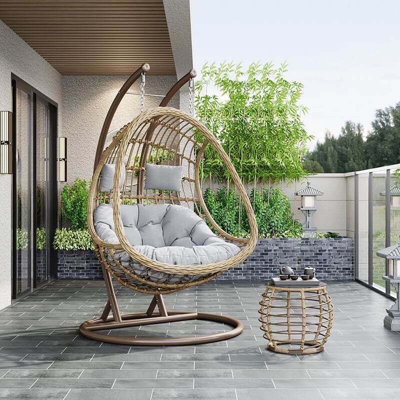 Tropical alloy framed porch swing egg chair with stand and chain included