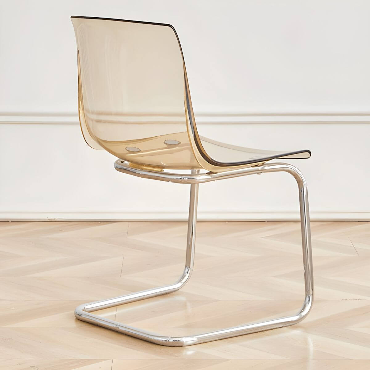 Scandinavian style plastic and acrylic non-upholstered side dining chair