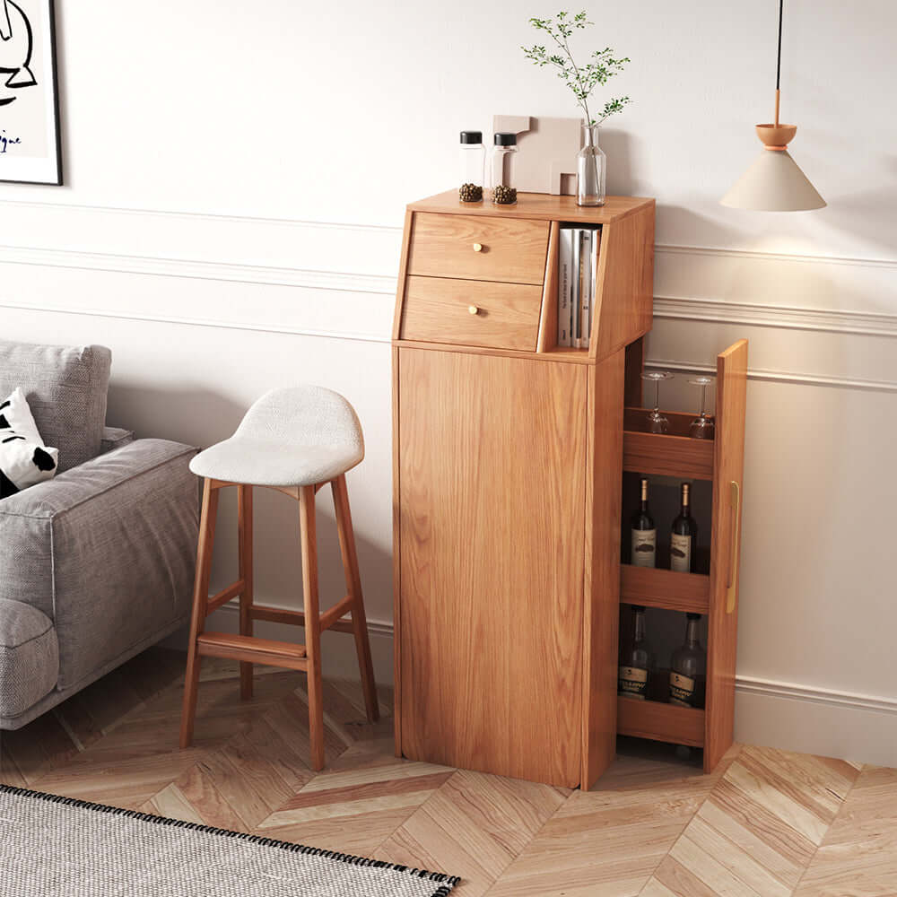 Folding bar table with dining combo and built-in wine cabinet for compact spaces