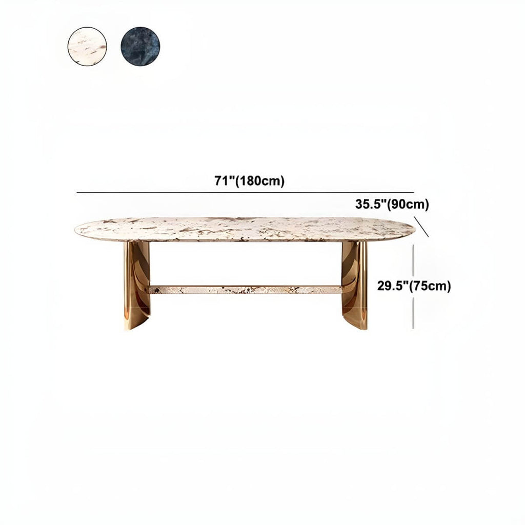 Oval marble dining table with traditional luxury design for home dining rooms