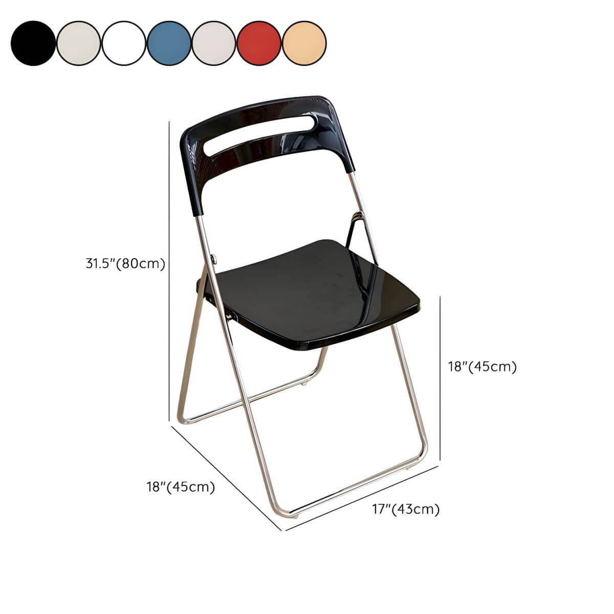 Modern collapsible open back side chair made of plastic and acrylic, ideal for kitchen and dining areas